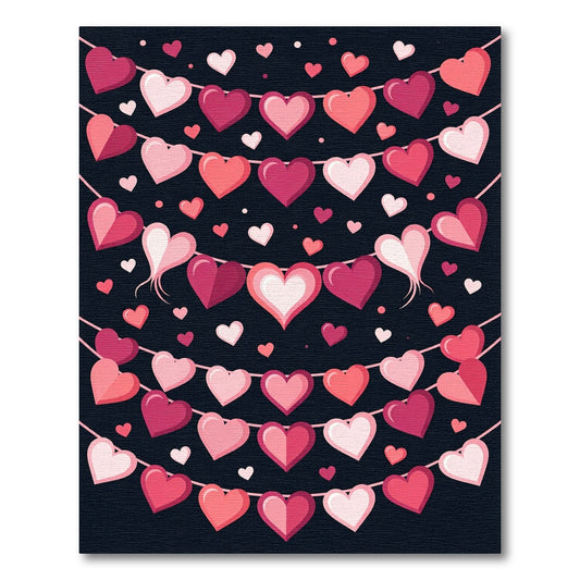 Red Pink Heart Garland String Rug