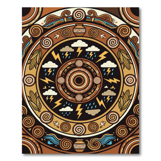 Earth Tone Aztec Southwestern Circular Artifact Rug