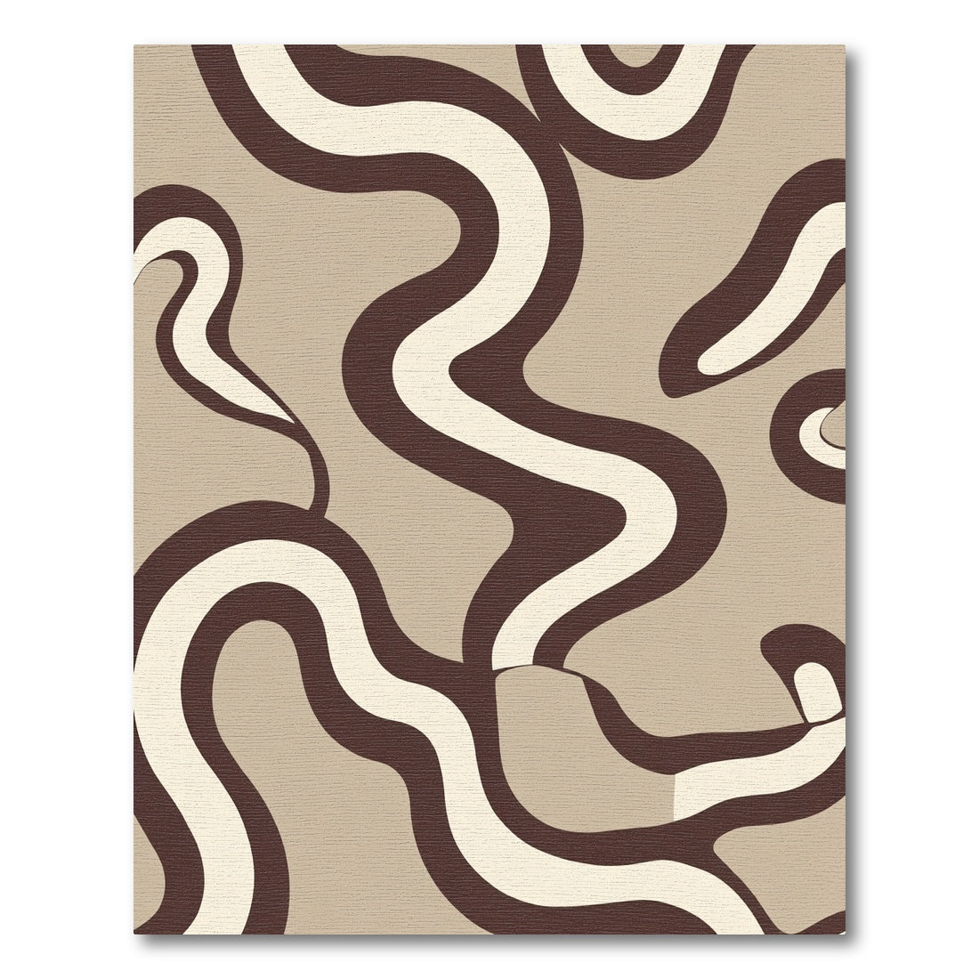 Retro Brown Cream Wavy Lines Rug