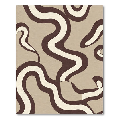Retro Brown Cream Wavy Lines Rug