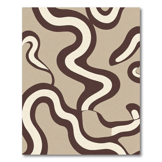 Retro Brown Cream Wavy Lines Rug