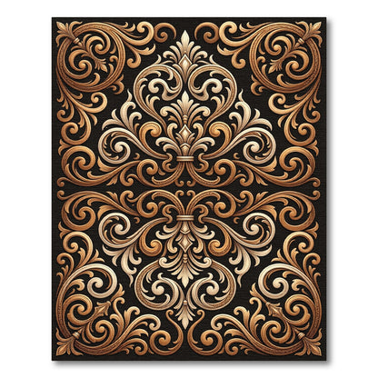 Ornate Gold Scrollwork Filigree Rug