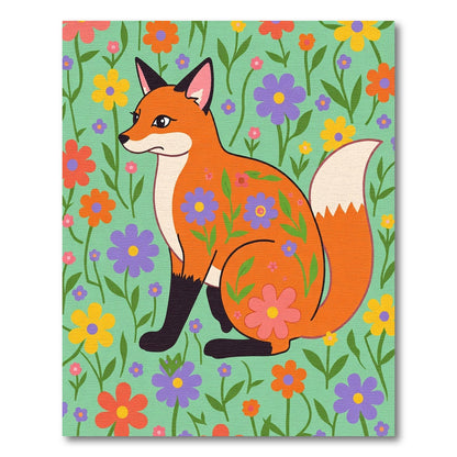 Whimsical Fuchsia Orange Fox Garden Rug