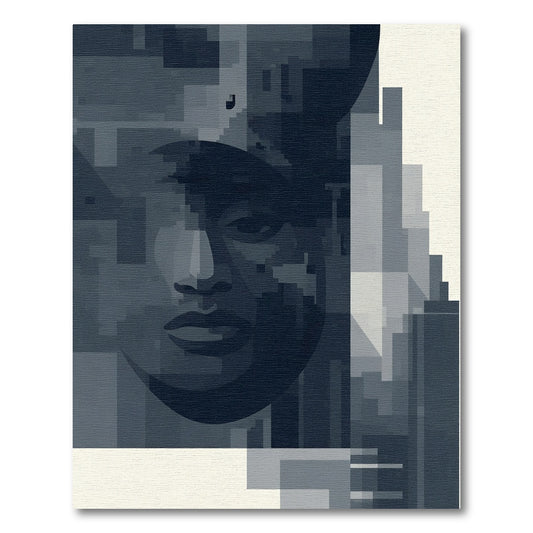 Monochromatic Abstract Face Geometric Rug