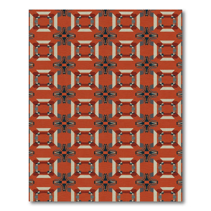 Crimson Modern Geometric Overlay Rug