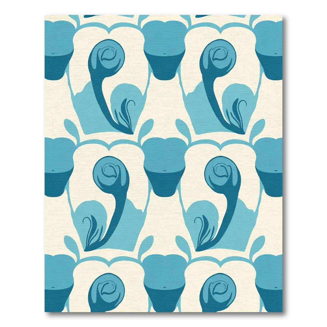 Aqua Swirl Tiled Organic Forms Rug