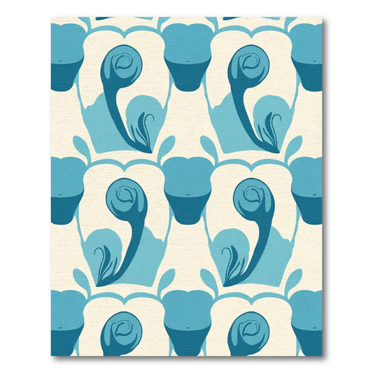 Aqua Swirl Tiled Organic Forms Rug