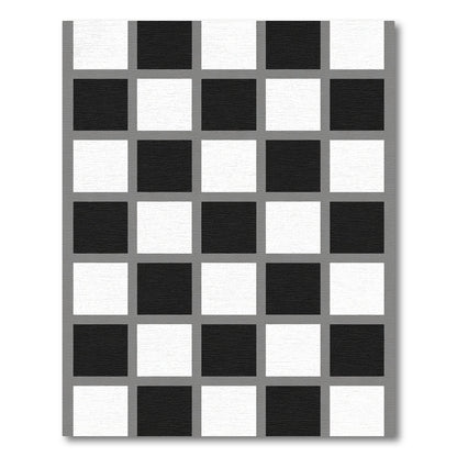 Classic Black White Grid Squares Rug