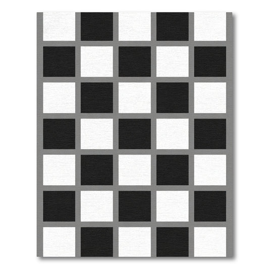 Classic Black White Grid Squares Rug