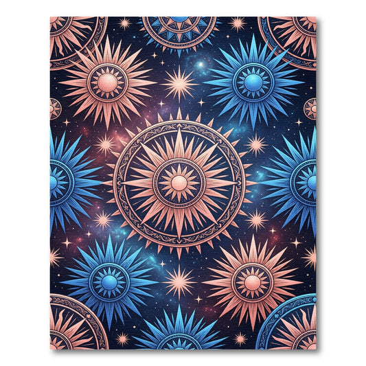 Celestial Sun and Star Galaxy Tapestry Rug