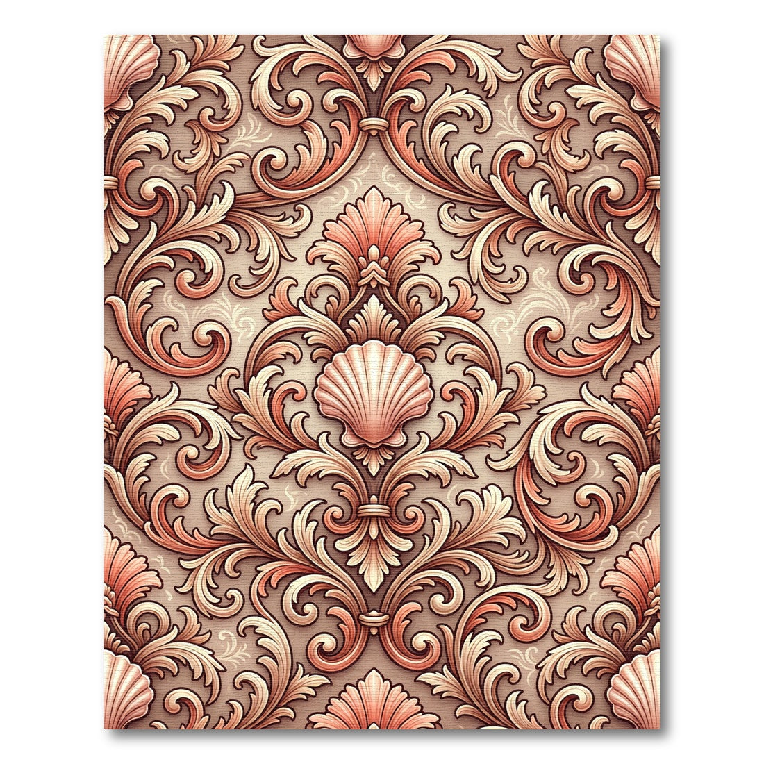 Coral Shell Baroque Swirl Rug
