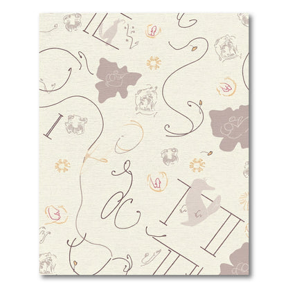 Whimsical Outline Botanical Line Art Rug