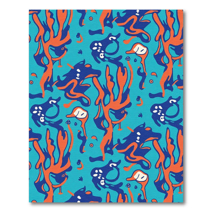 Oceanic Blue Coral Creatures Rug