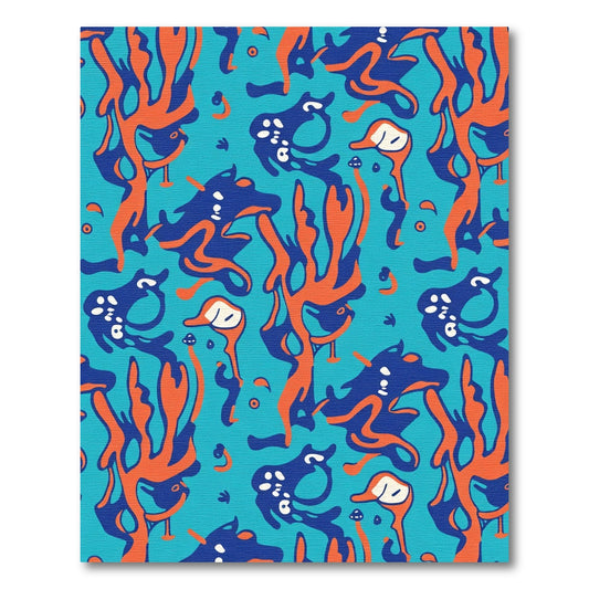 Oceanic Blue Coral Creatures Rug