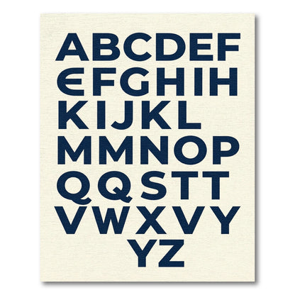 Bold Navy Blue Alphabet Typography Rug