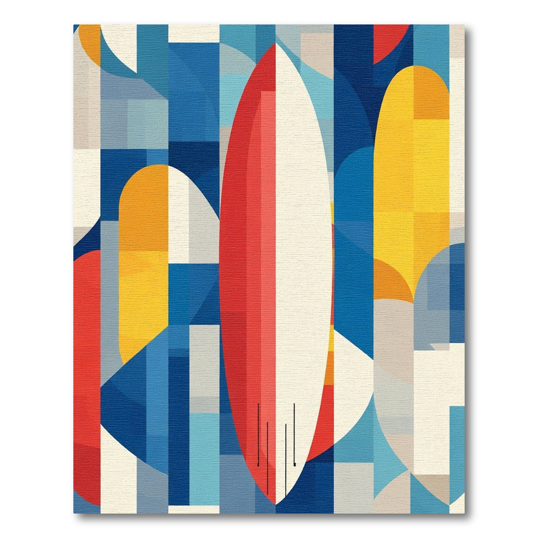 Abstract Red Cream Blue Geometric Forms Rug