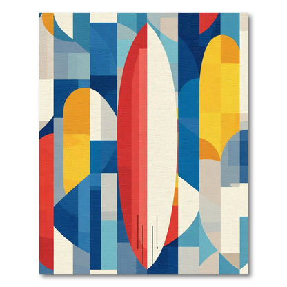 Abstract Red Cream Blue Geometric Forms Rug