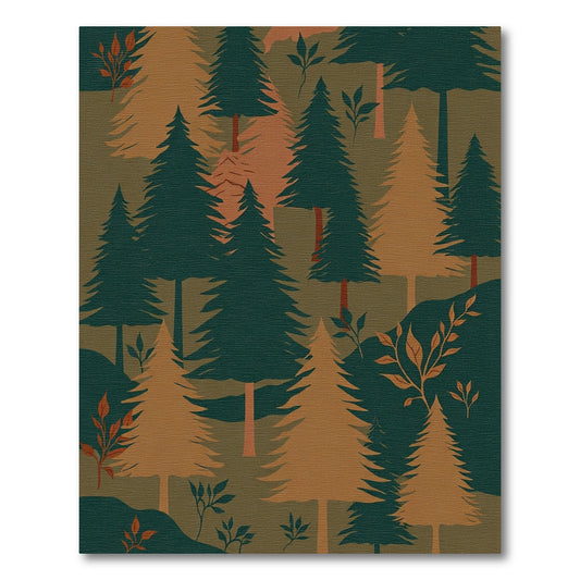 Forest Evergreen Woodland Tree Scene Rug
