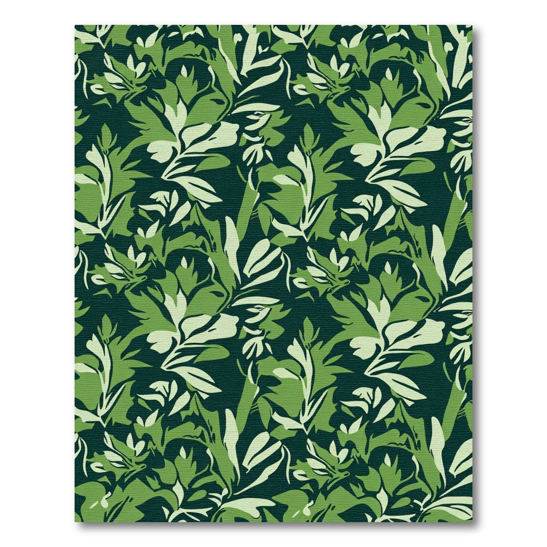 Deep Green Leafy Branch Arrangement Rug