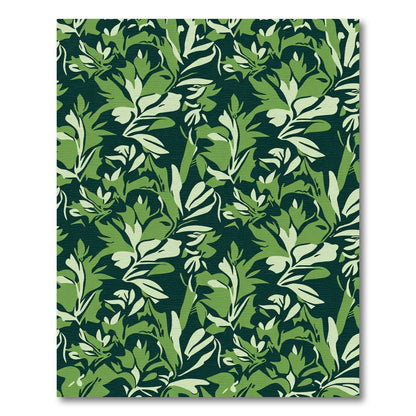 Deep Green Leafy Branch Arrangement Rug