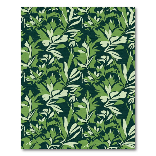 Deep Green Leafy Branch Arrangement Rug