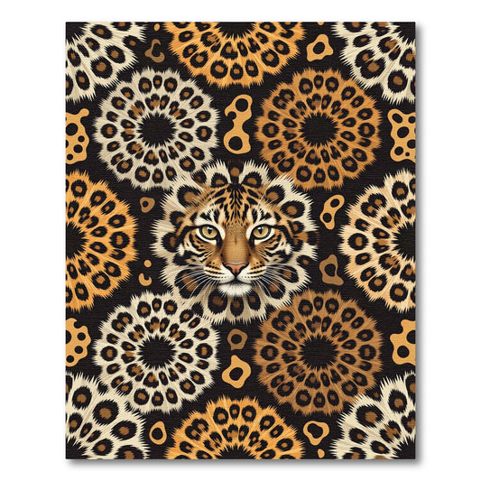 Wild Cat Face Floral Medallion Rug