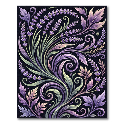 Lavender Swirl Floral Vintage Art Rug