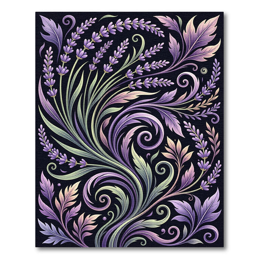 Lavender Swirl Floral Vintage Art Rug