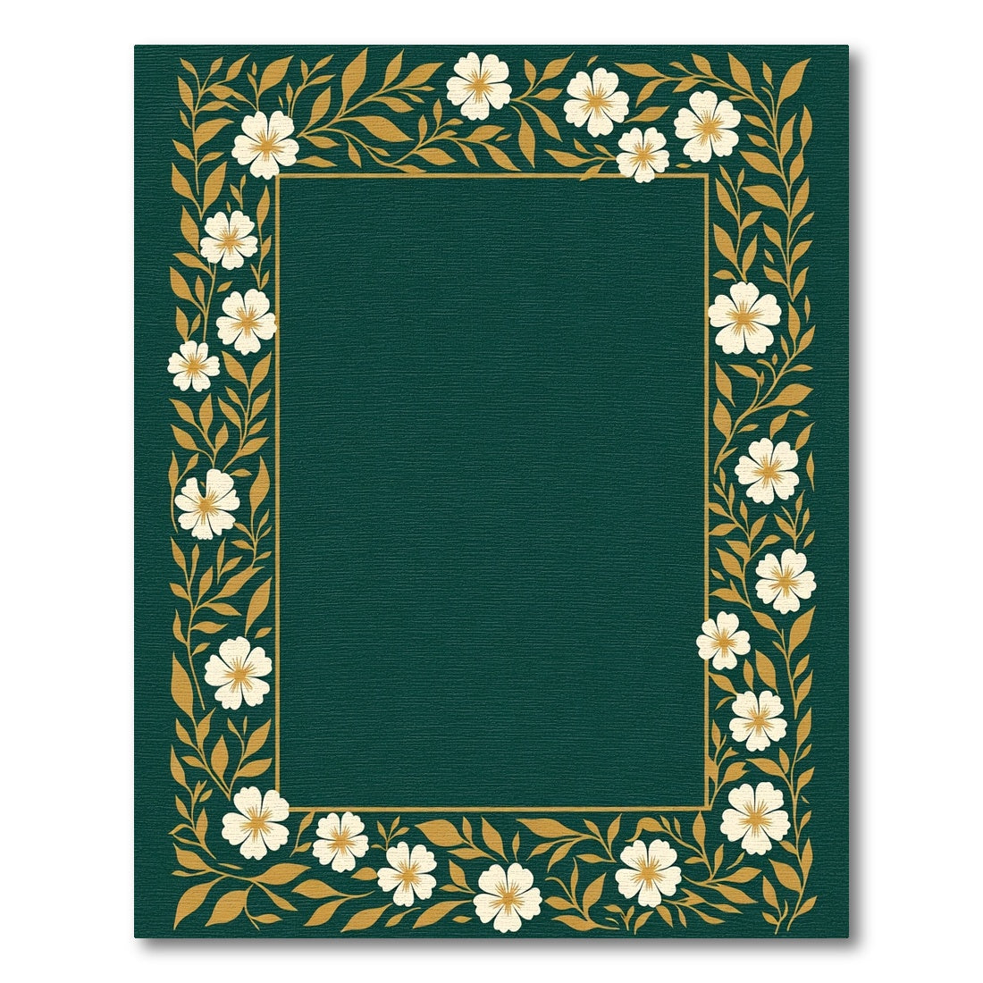 Emerald White Floral Vine Border Rug