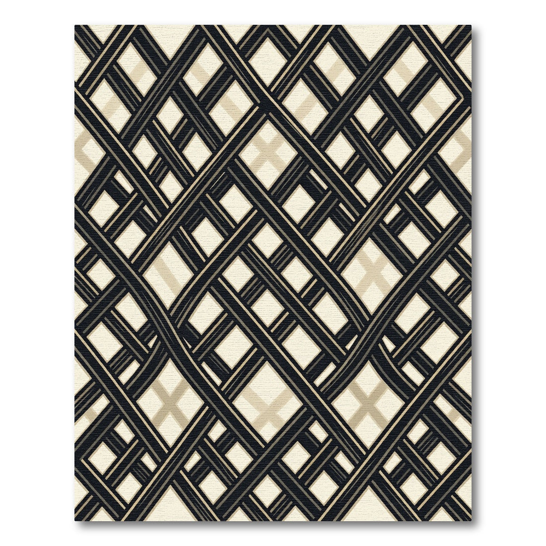 Monochrome Geometric Lattice Grid Rug