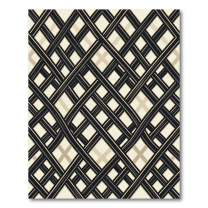Monochrome Geometric Lattice Grid Rug