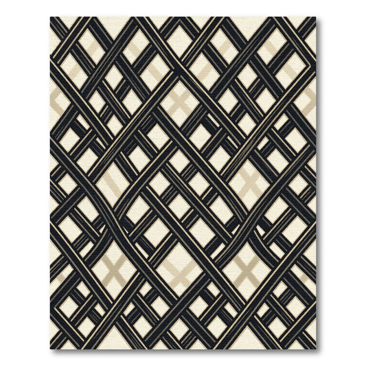 Monochrome Geometric Lattice Grid Rug