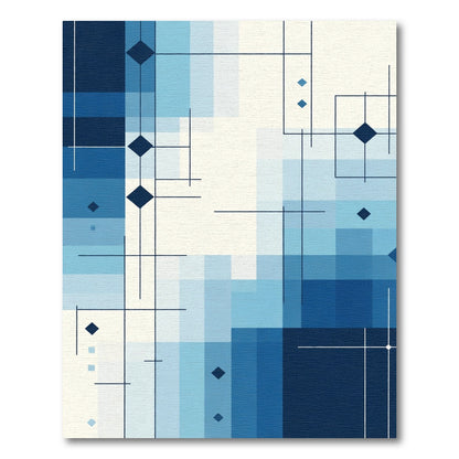 Navy Blue Diamond Geometric Abstract Rug