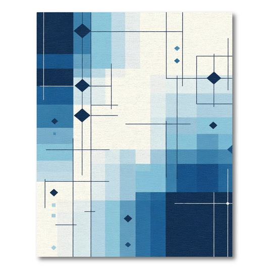 Navy Blue Diamond Geometric Abstract Rug
