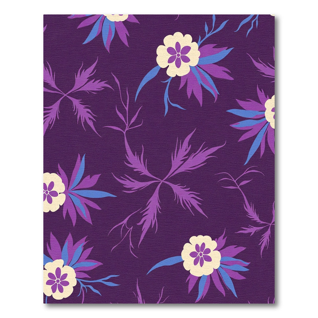 Dark Purple Cream Floral Arrangement Rug