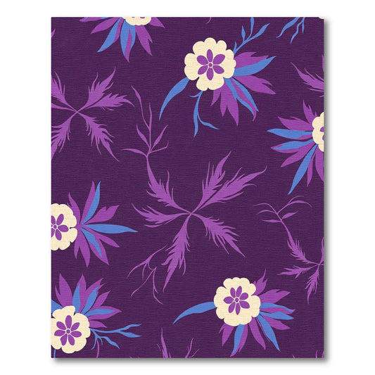 Dark Purple Cream Floral Arrangement Rug