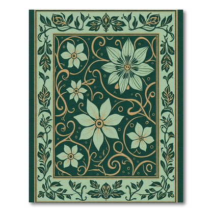 Jade Botanical Vine Scroll Rug