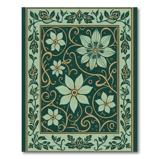 Jade Botanical Vine Scroll Rug