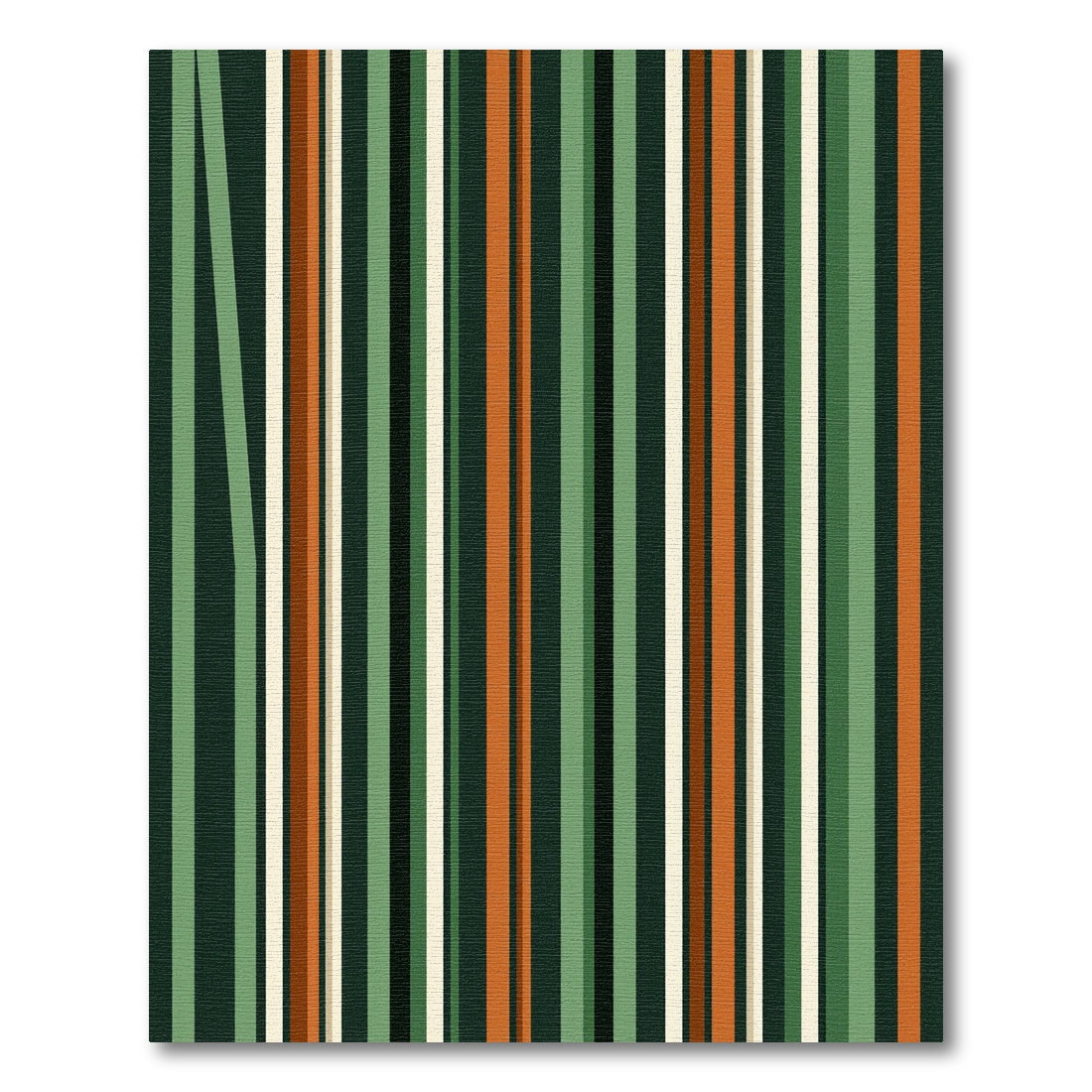 Earthy Green and Copper Vertical Striped Rug