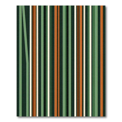 Earthy Green and Copper Vertical Striped Rug