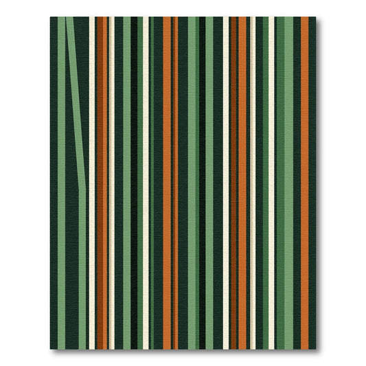 Earthy Green and Copper Vertical Striped Rug