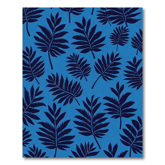 Deep Blue Fern Foliage All Over Rug
