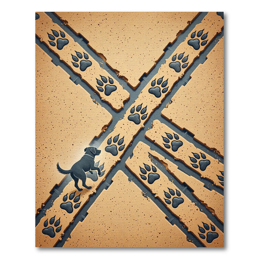 Playful Black Paw Print Sand Texture Rug
