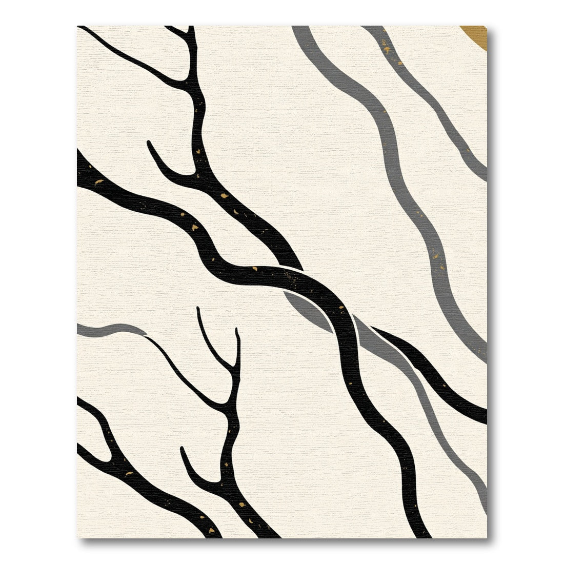 Minimalist Black Branch Wave Rug