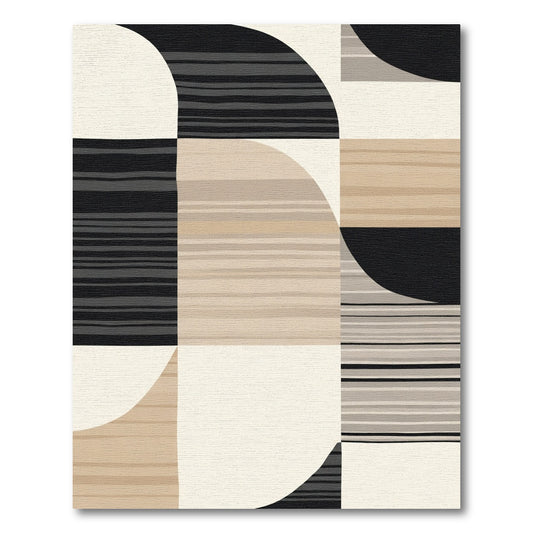 Modern Geometric Stripe Grid Rug