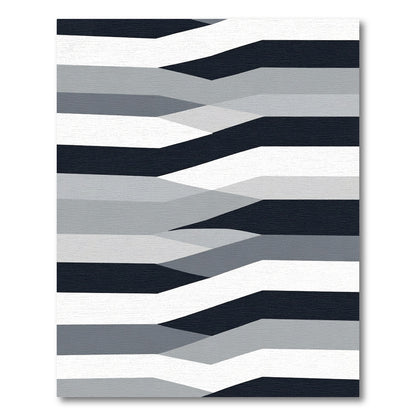 Modern Gray Geometric Ribbon Rug
