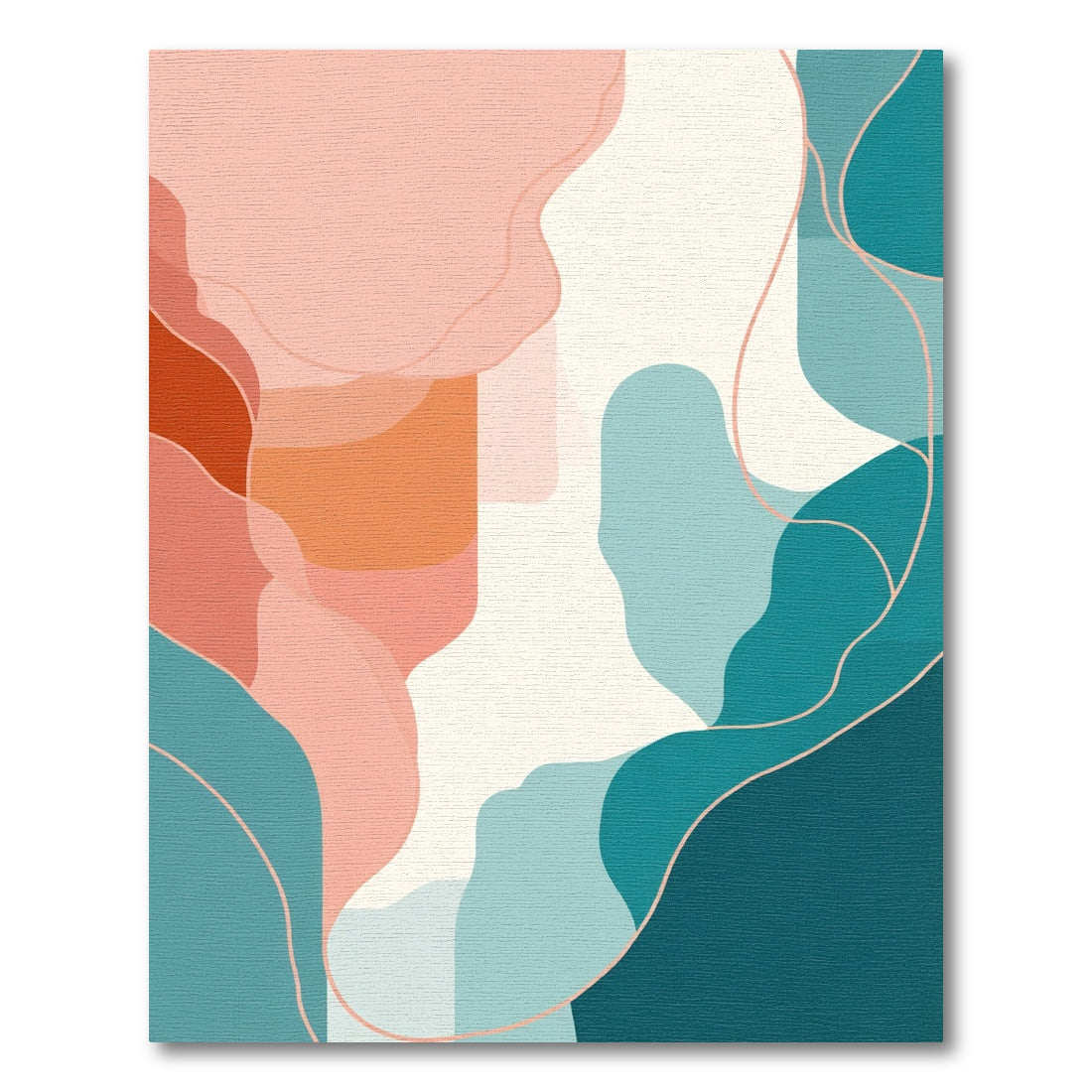Pastel Abstract Coral Teal Flow Rug