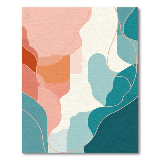 Pastel Abstract Coral Teal Flow Rug