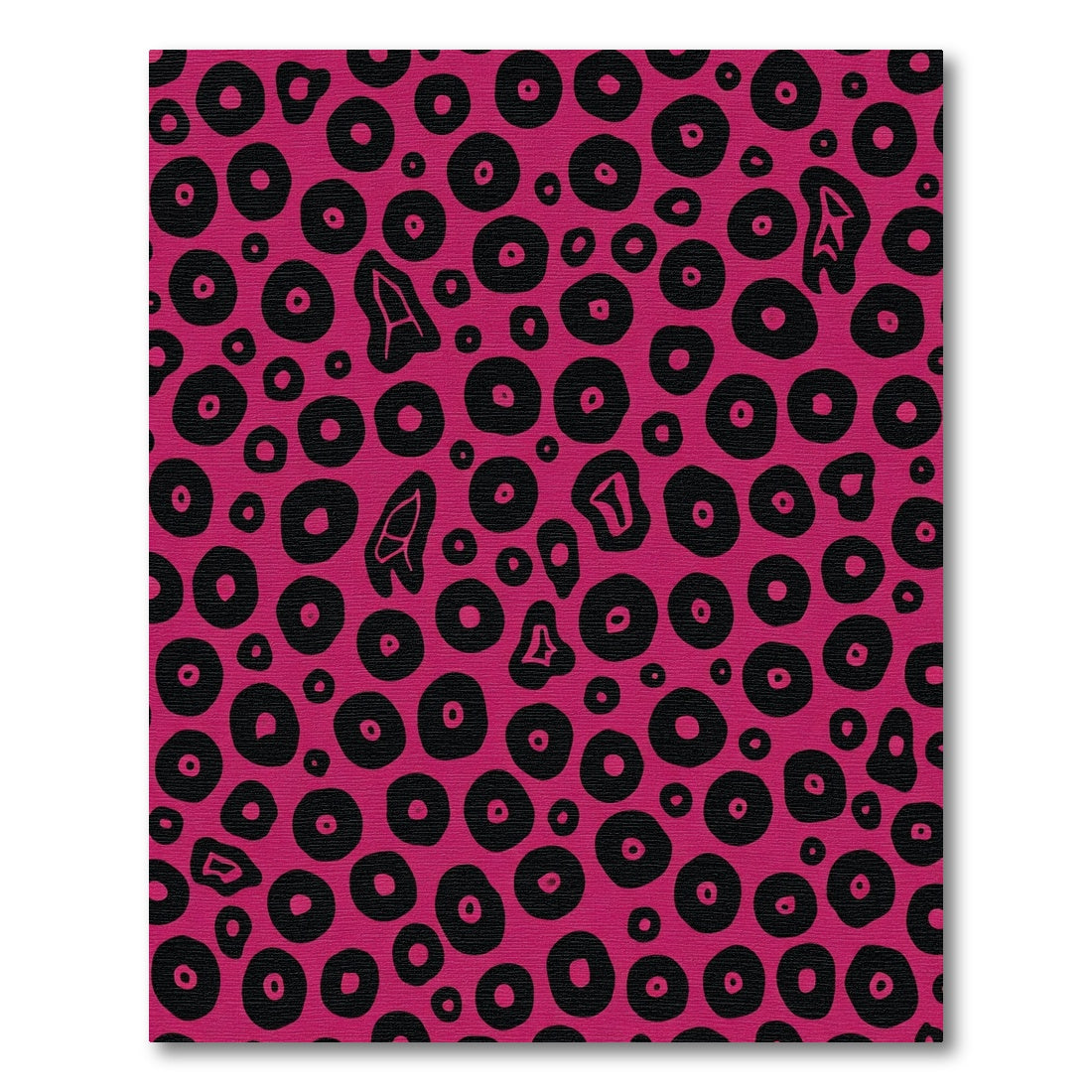 Vibrant Pink Black Organic Circles Rug