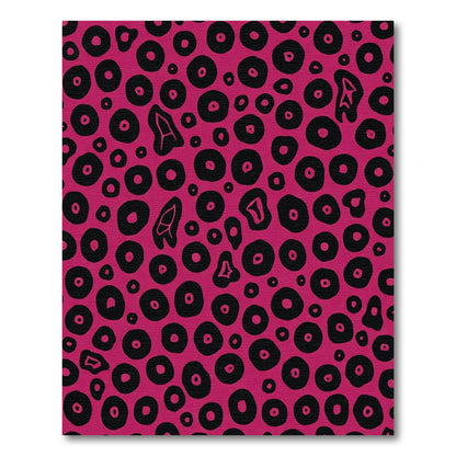 Vibrant Pink Black Organic Circles Rug